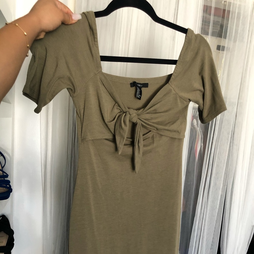 Olive green long bodycon dress